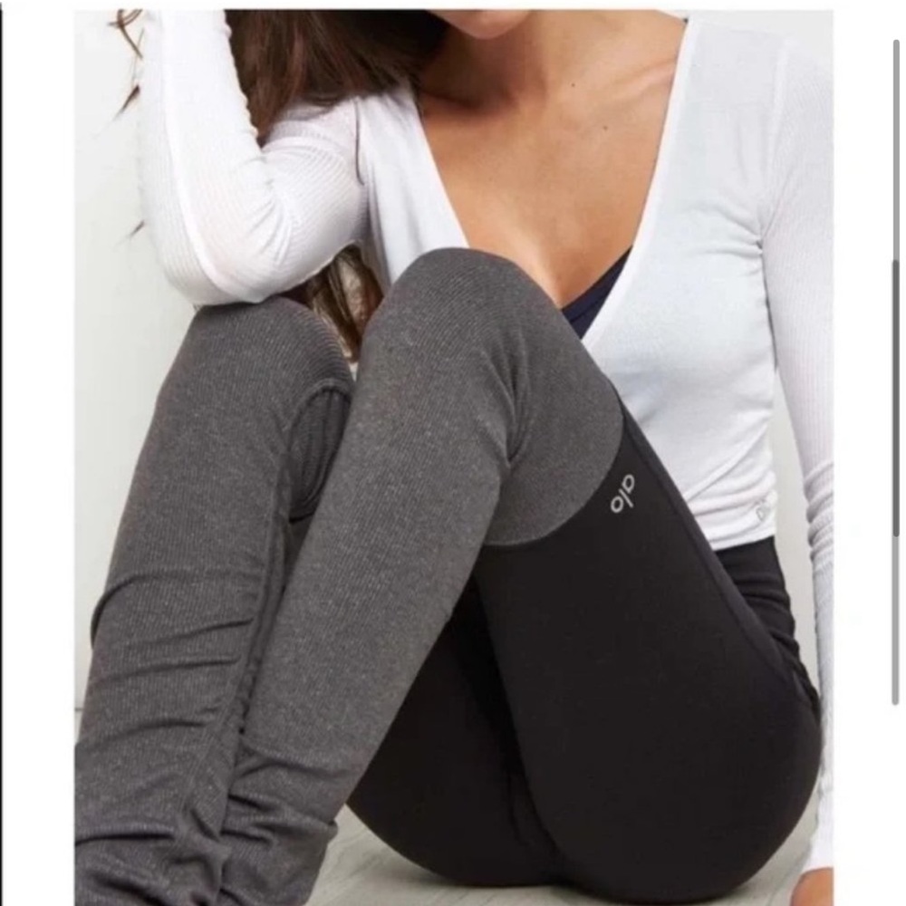 ALO Grey and Black Goddess Leggings